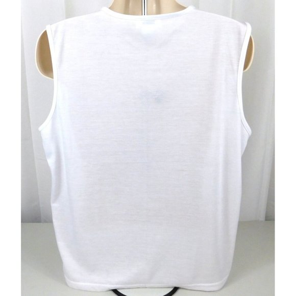 JENNY Womens Sleeveless Summer Top 1X White Cotton Blend Accent Stitching - Picture 5 of 6